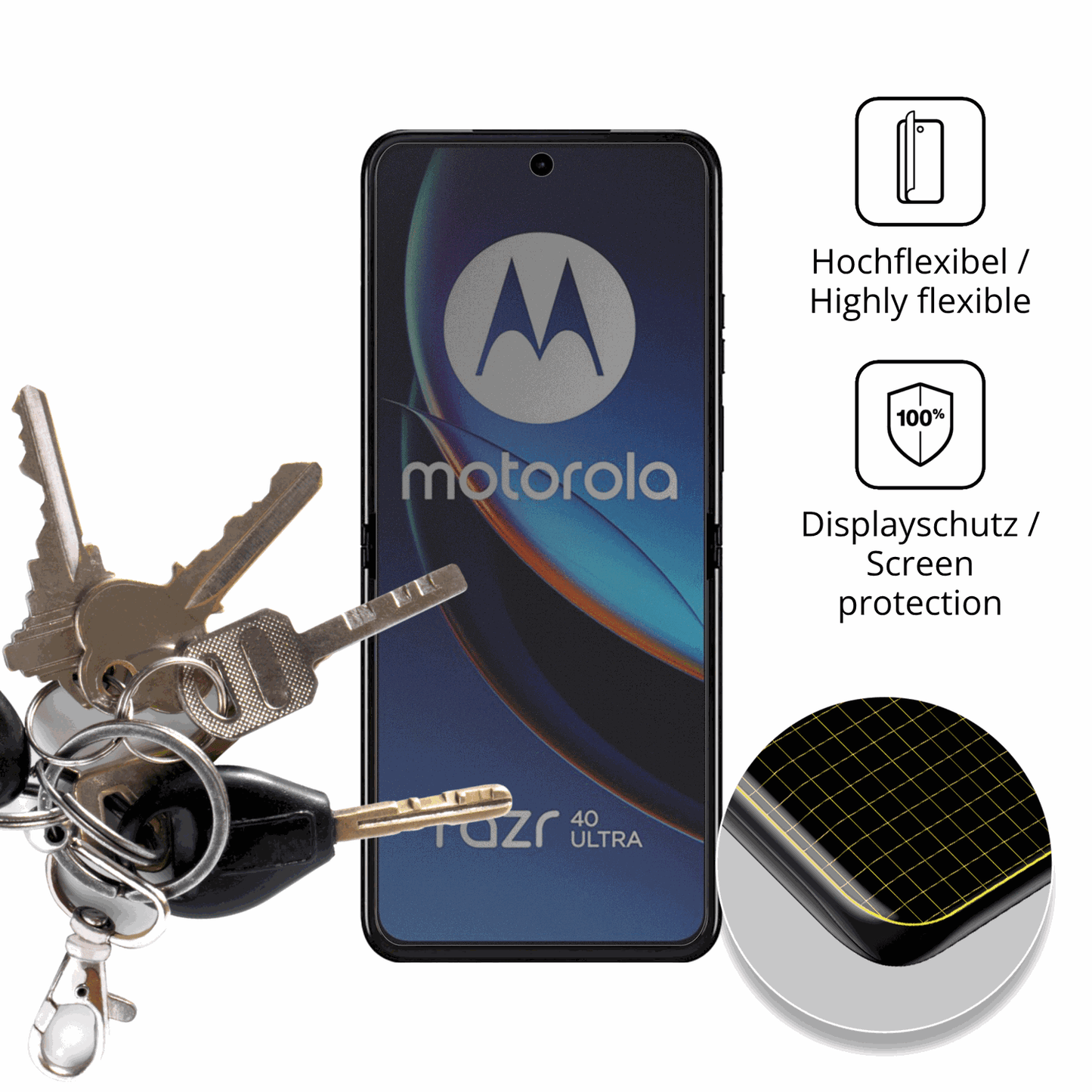 dipos Displayschutz für Motorola Razr 40 Ultra, mit Blickschutzfilter und perfekter Passform auch für die Rundungen