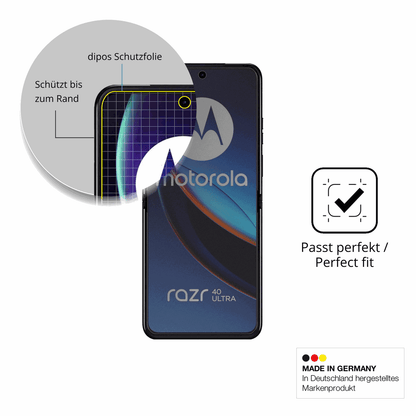 Schutz gegen Kratzer auf dem Motorola Razr 40 Ultra Glas durch Schlüssel, Stöße gegen die Tischkante oder Stürze