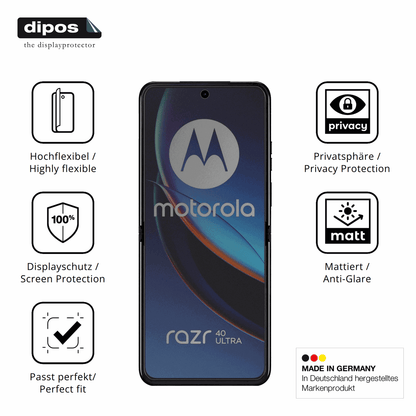 Flexible TPU-Folie passend zugeschnitten für Motorola Razr 40 Ultra, mit Privatsphäre-Schutz durch Sichtschutz-Folie