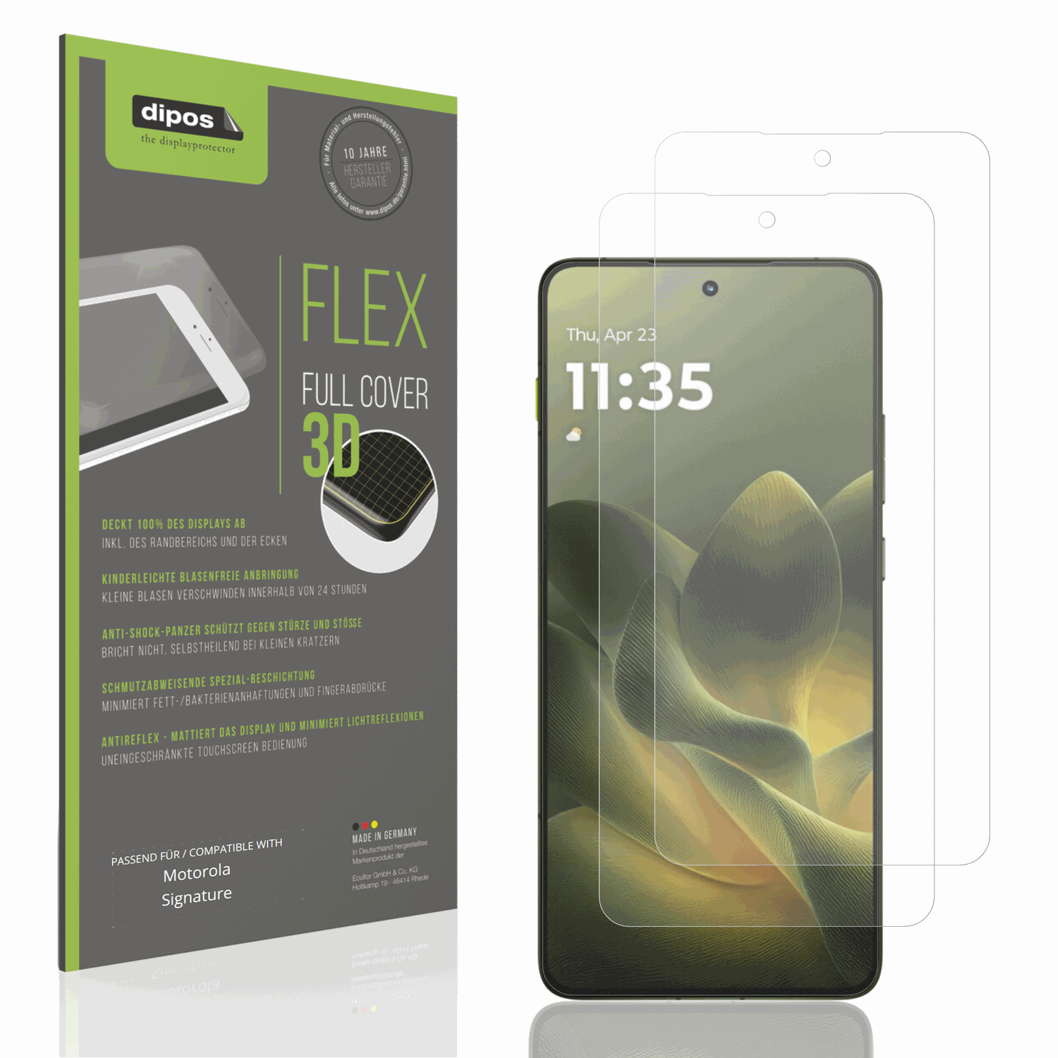 Matte Displayschutzfolie von dipos passend für Motorola Signature, 100% Displayabdeckung und blasenfreie Montage