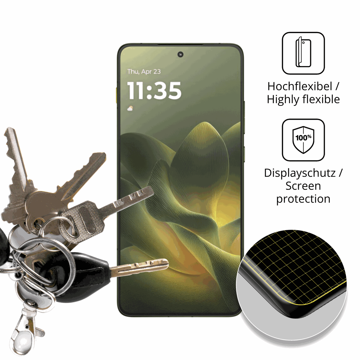 dipos Displayschutz für Motorola Signature, transparente Oberfläche, perfekte Passform auch für die Rundungen