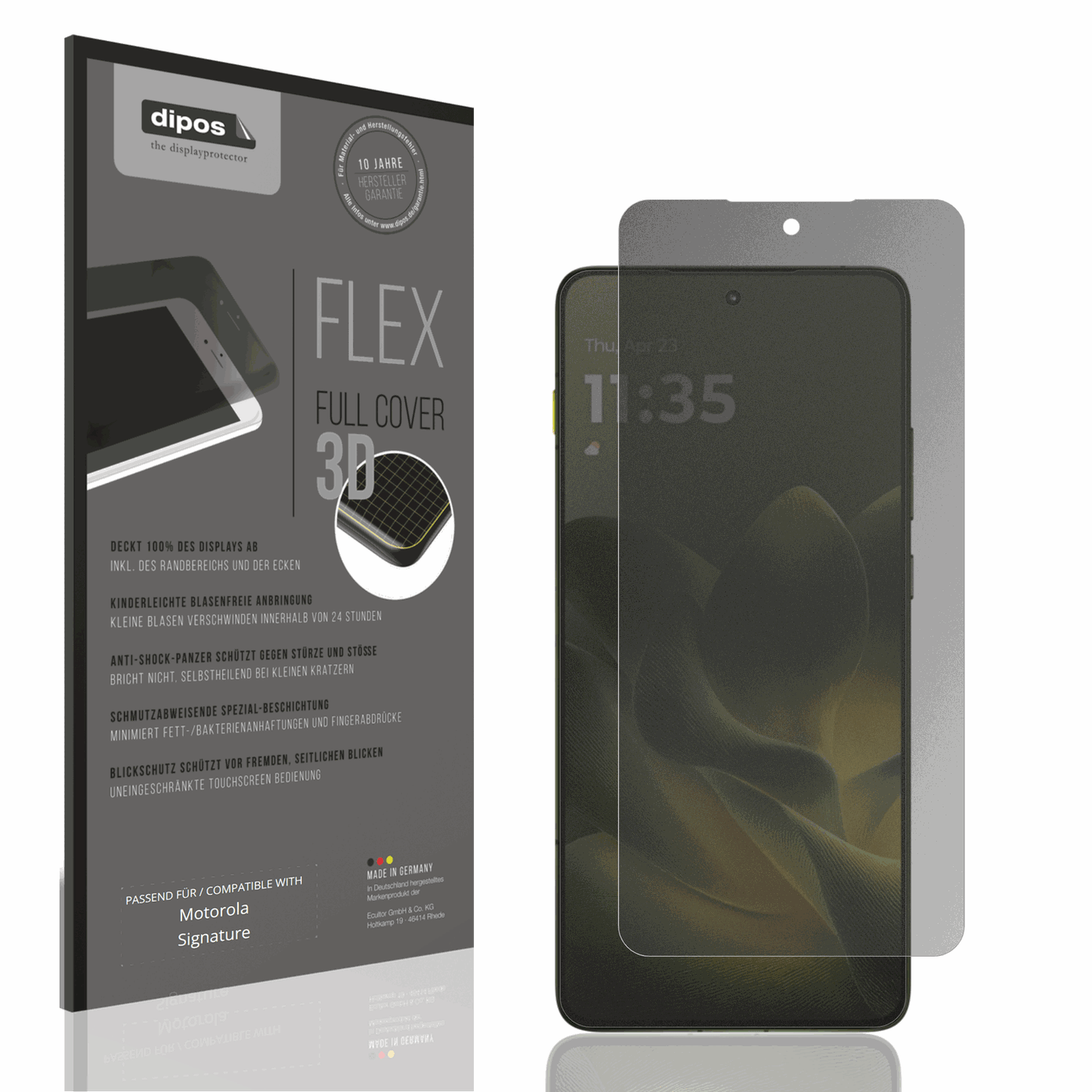 Blickschutzfolie von dipos passend für Motorola Signature, 100% Displayabdeckung und blasenfreie Montage
