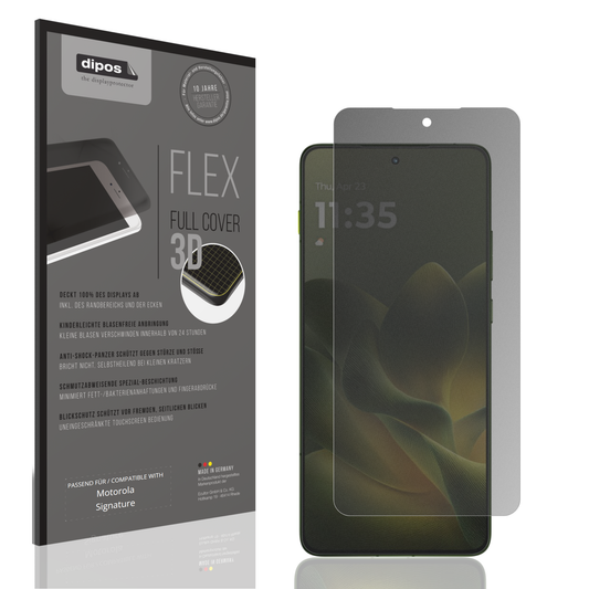 Blickschutzfolie von dipos passend für Motorola Signature, 100% Displayabdeckung und blasenfreie Montage