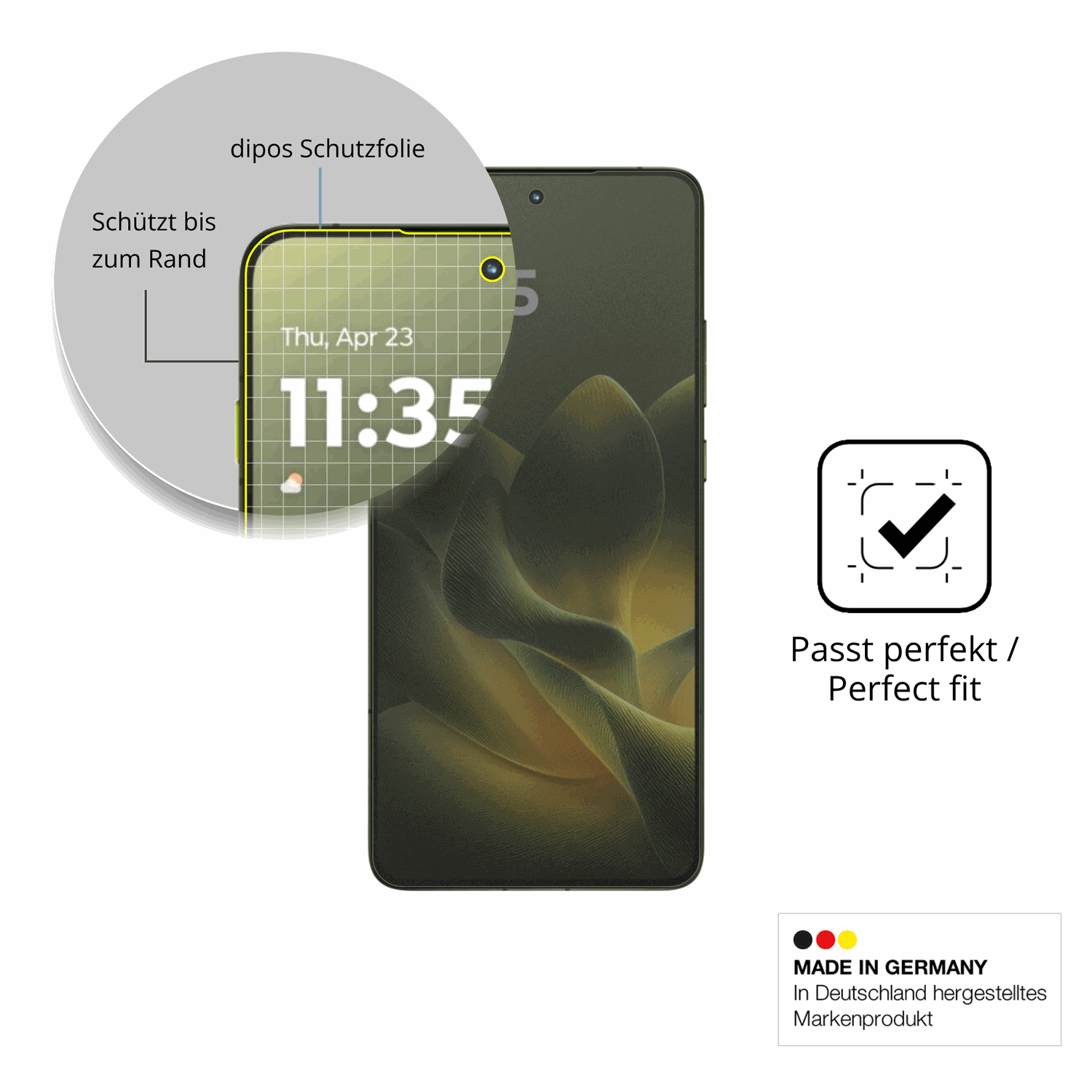 Schutz gegen Kratzer auf dem Motorola Signature Glas durch Schlüssel, Stöße gegen die Tischkante oder Stürze