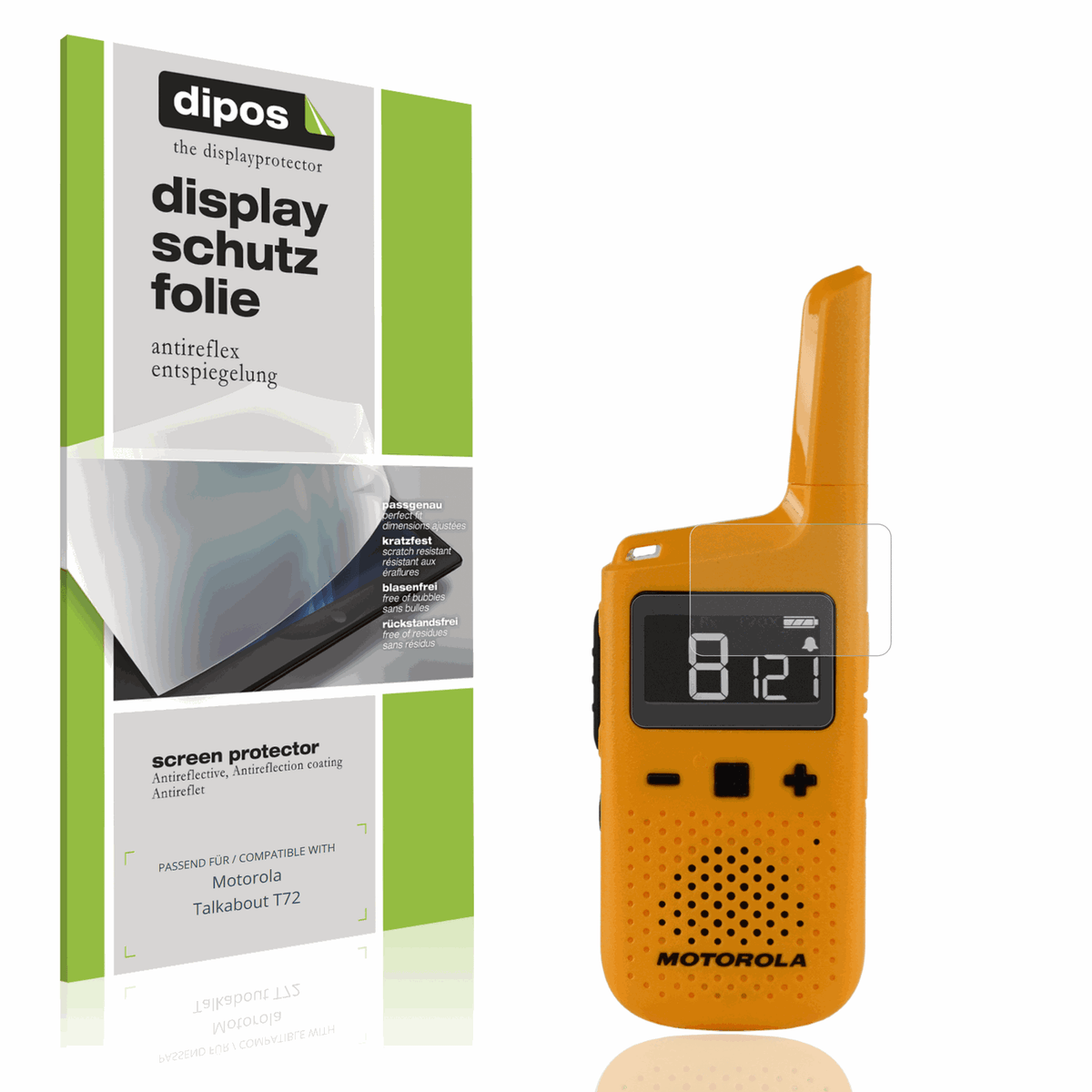 Matte Displayschutzfolie von dipos passend für Motorola Talkabout T72, präziser Zuschnitt und blasenfrei montiert