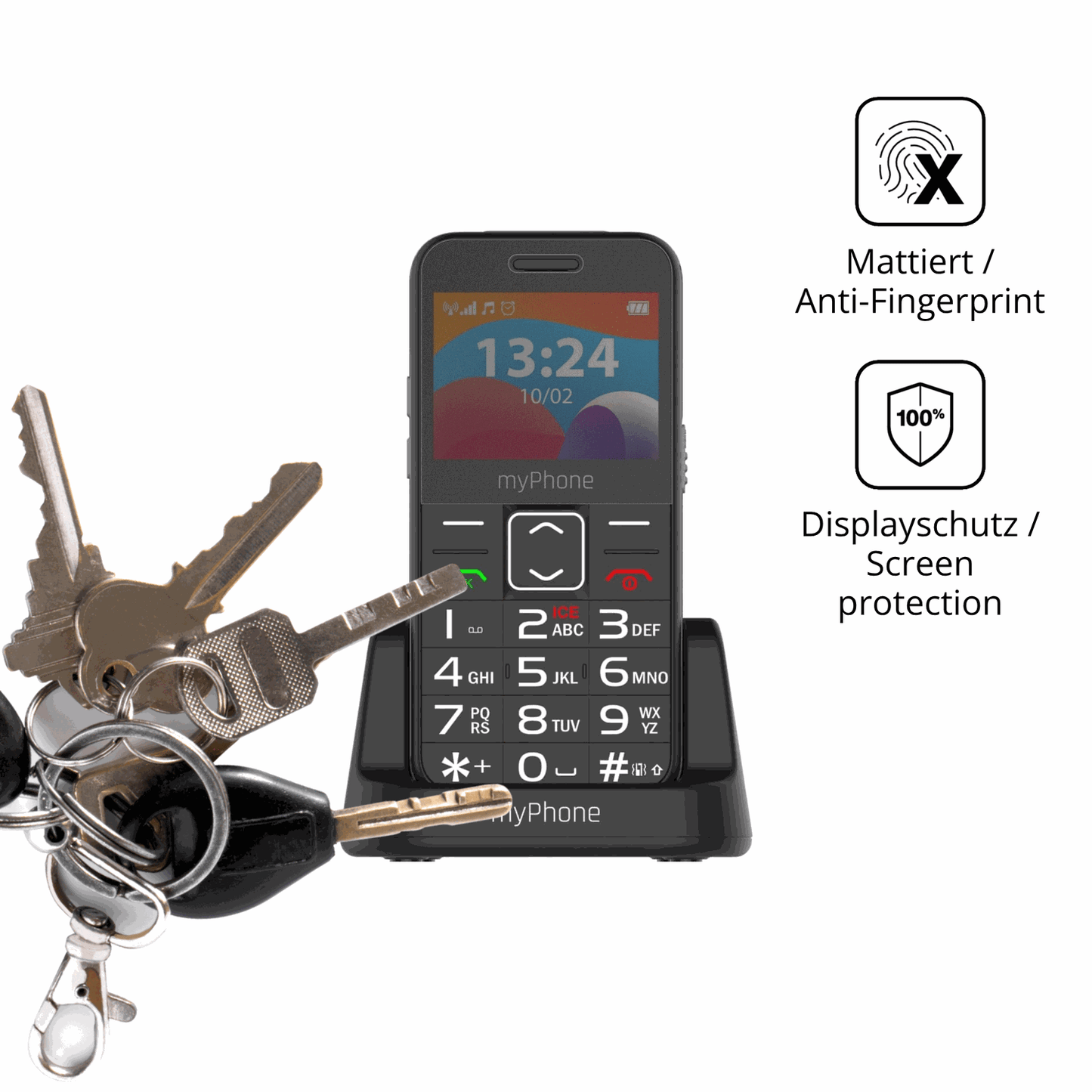 dipos Displayschutz für MP myPhone Halo 3 LTE, mattierte Oberfläche, Blickschutzfilter und perfekter Passform