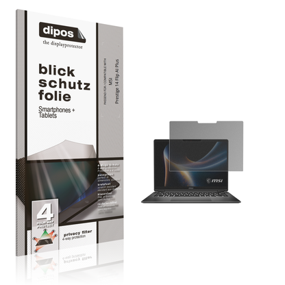 Blickschutzfolie von dipos passend für MSI Prestige 14 Flip AI Plus, präziser Zuschnitt und blasenfrei montiert