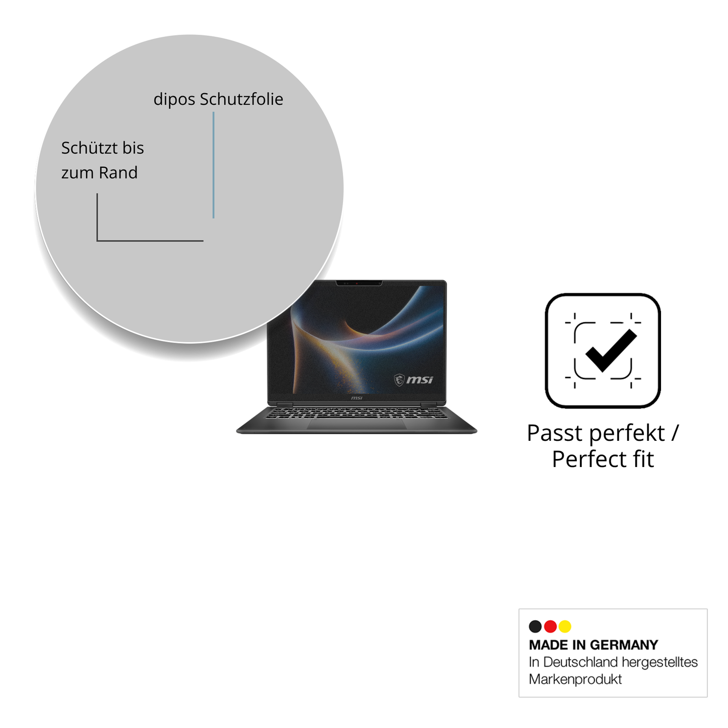 Schutz gegen Kratzer auf dem MSI Prestige 14 Flip AI Plus Glas durch Schlüssel oder Ähnliches