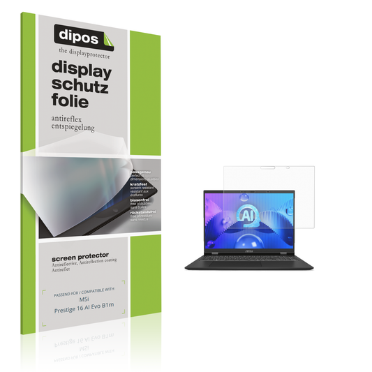Matte Displayschutzfolie von dipos passend für msiprestige 16 ai evo b1m, präziser Zuschnitt und blasenfrei montiert