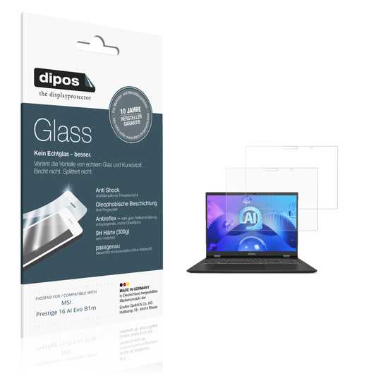 Matte Displayschutzfolie von dipos passend für msiprestige 16 ai evo b1m, 9H kratzfest und blasenfrei montiert