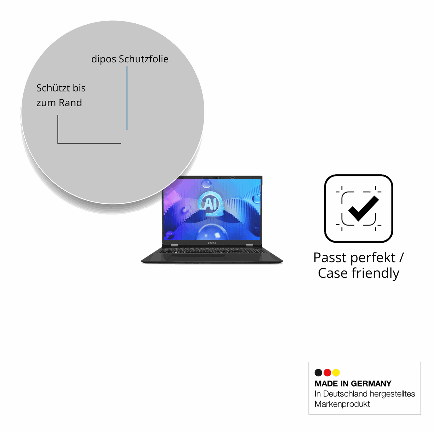 Schutzglasfolie mit optimaler Passform, zur Verwendung mit Hüllen geeignet