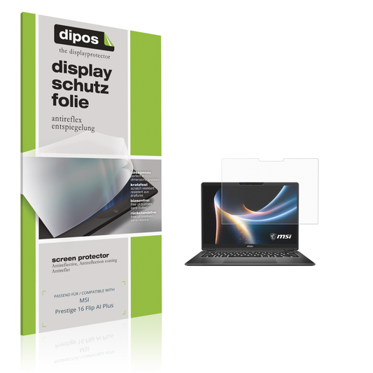 Matte Displayschutzfolie von dipos passend für MSI Prestige 16 Flip AI Plus, präziser Zuschnitt und blasenfrei montiert