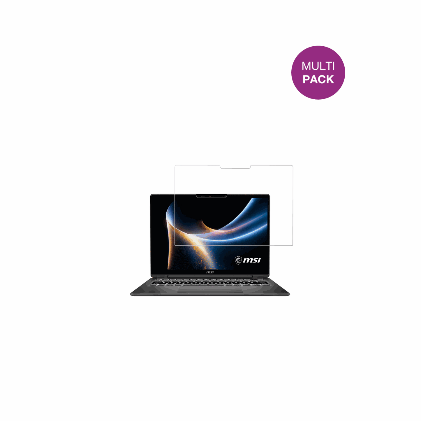 MSIPrestige 14 Flip AI Plus mit aufgebrachter dipos Displayschutzfolie, glasklare Darstellung ohne Einschränkungen
