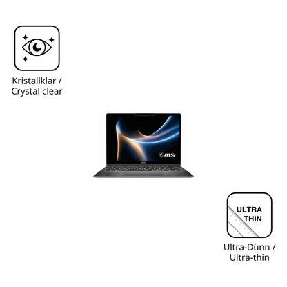 Dünne und klare Folie passend zugeschnitten für MSI Prestige 14 Flip AI Plus