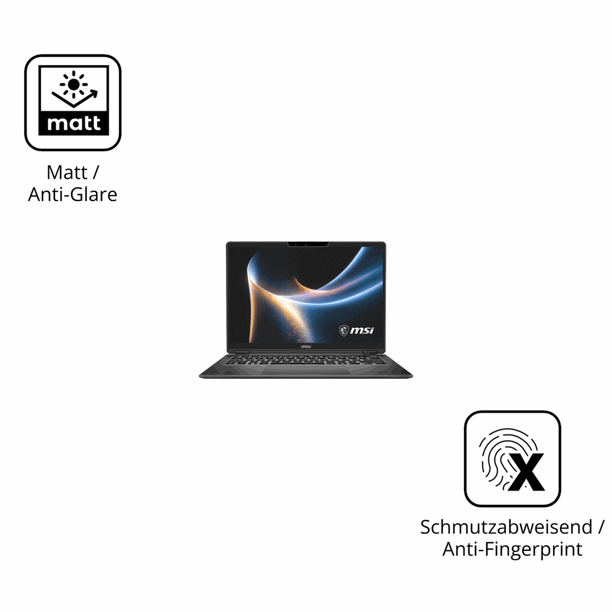 9H Hartbeschichtete, flexible Folie passend zugeschnitten für MSI Prestige 14 Flip AI Plus