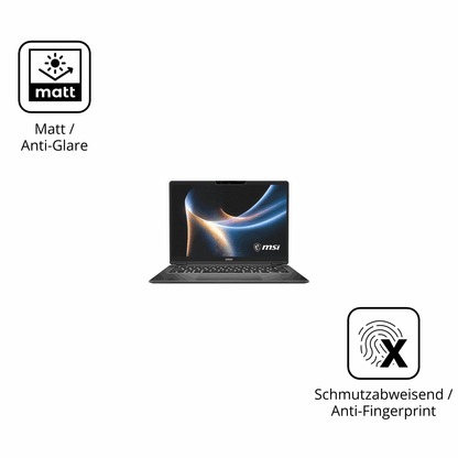 9H Hartbeschichtete, flexible Folie passend zugeschnitten für MSI Prestige 14 Flip AI Plus