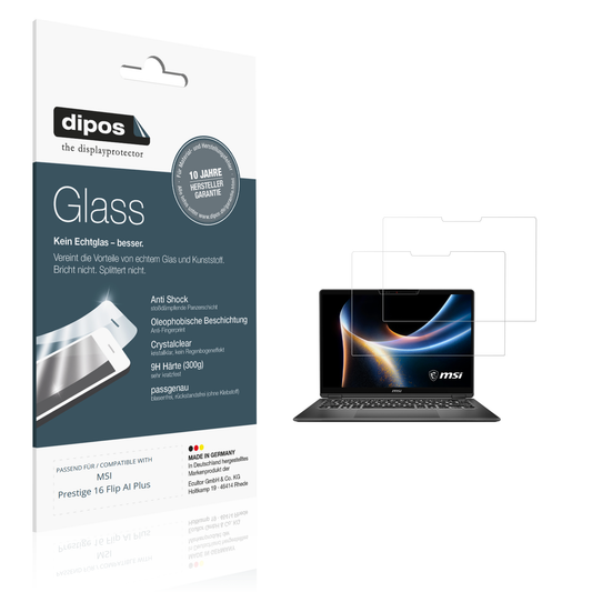 Klare Displayschutzfolie von dipos passend für MSI Prestige 16 Flip AI Plus, 9H kratzfest und blasenfrei montiert