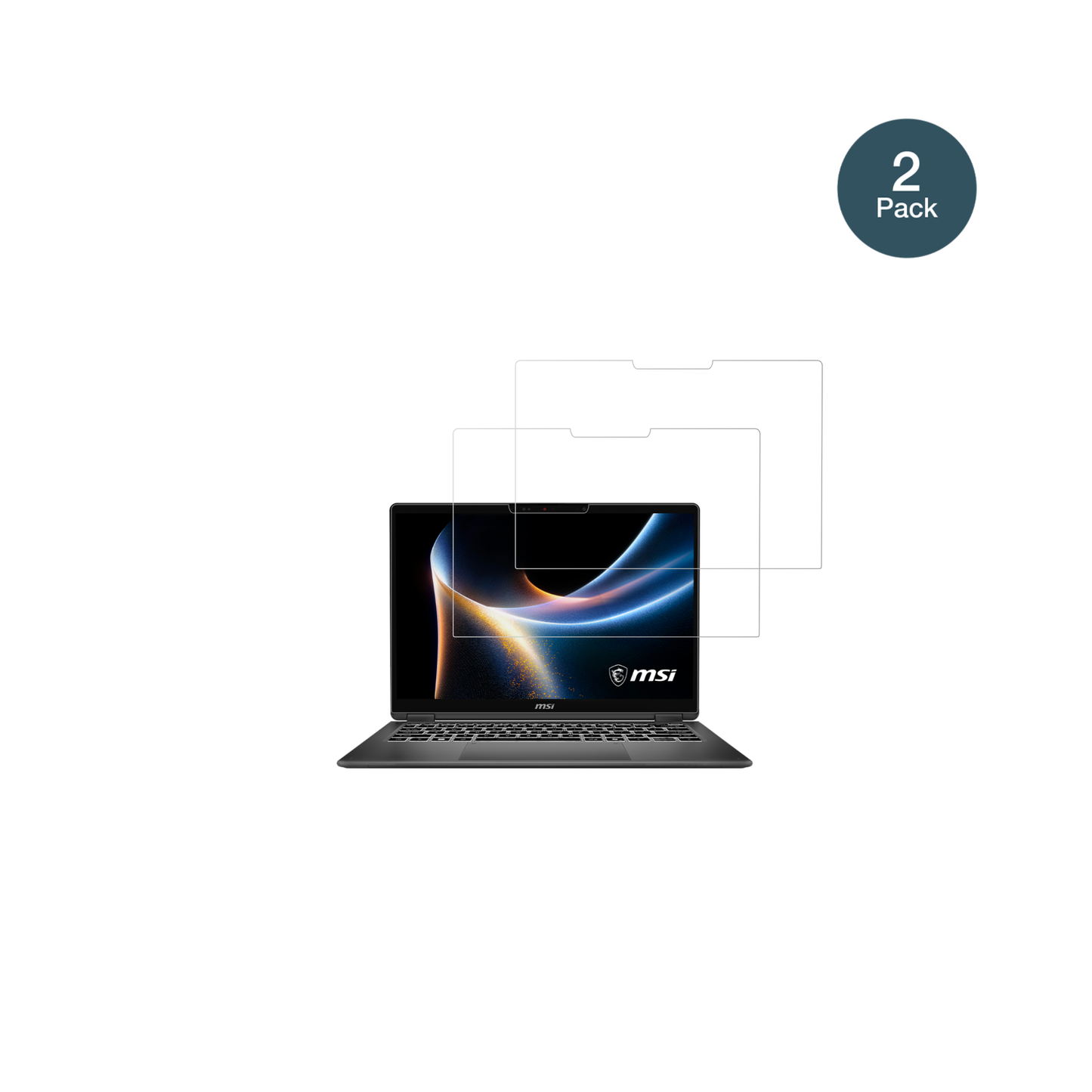 MSIPrestige 14 Flip AI Plus mit aufgebrachter dipos Flex Schutzfolie, glasklare Darstellung ohne Einschränkungen