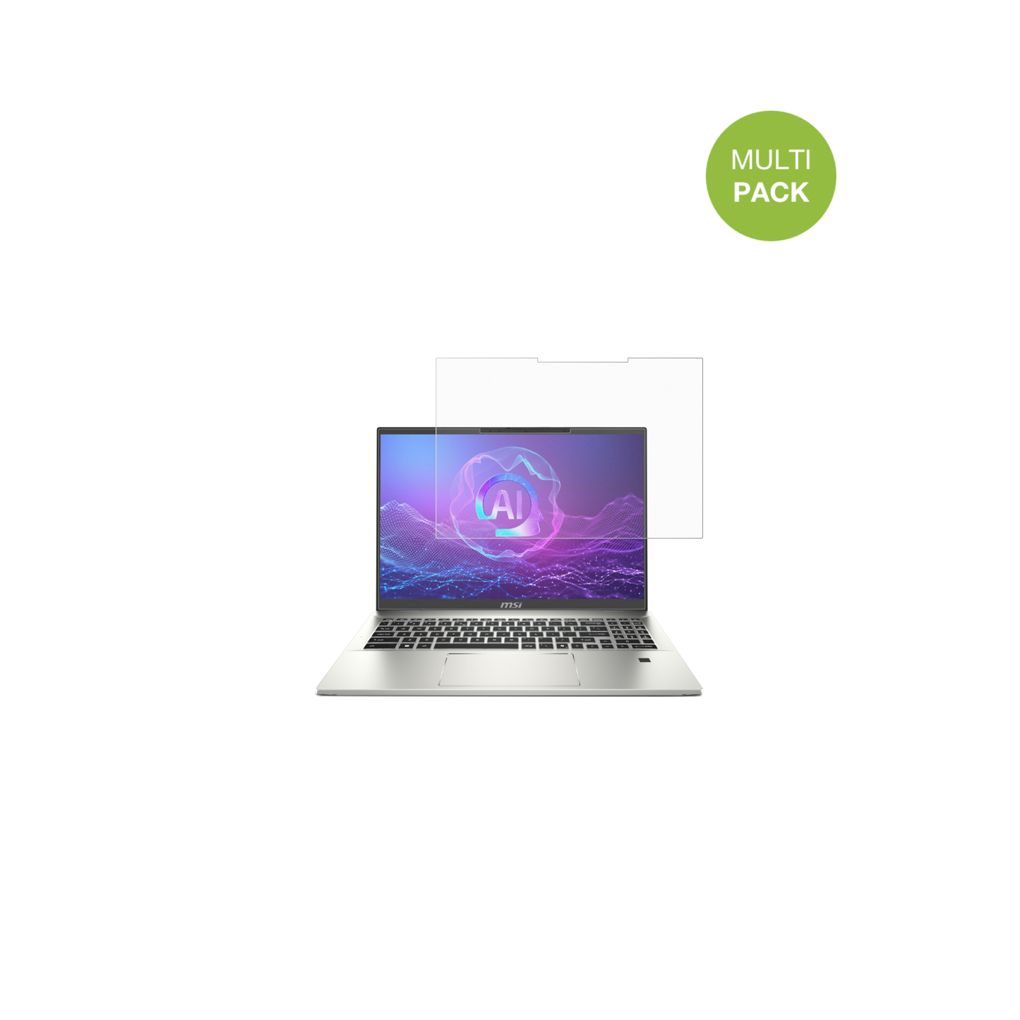 MSIPrestige A16 Ai Plus mit aufgebrachter dipos Displayschutzfolie, die lästige Fingerabdrücke minimiert