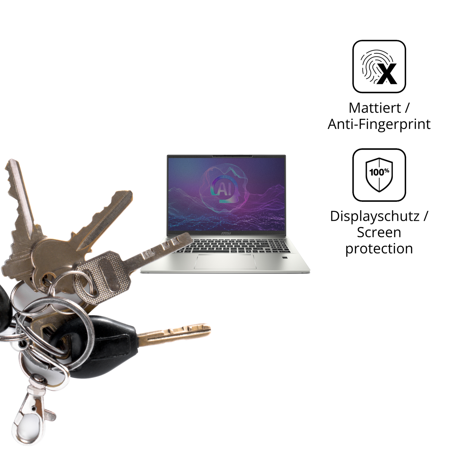 dipos Displayschutz für MSI Prestige A16 Ai Plus, mattierte Oberfläche, Blickschutzfilter und perfekter Passform