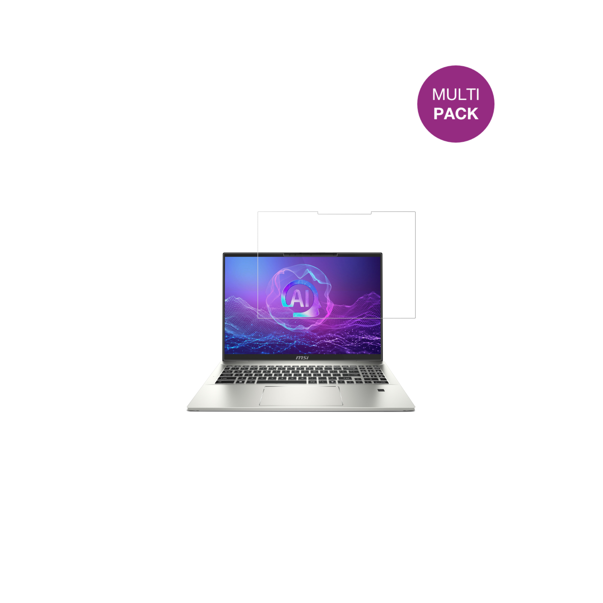 MSIPrestige A16 Ai Plus mit aufgebrachter dipos Displayschutzfolie, glasklare Darstellung ohne Einschränkungen