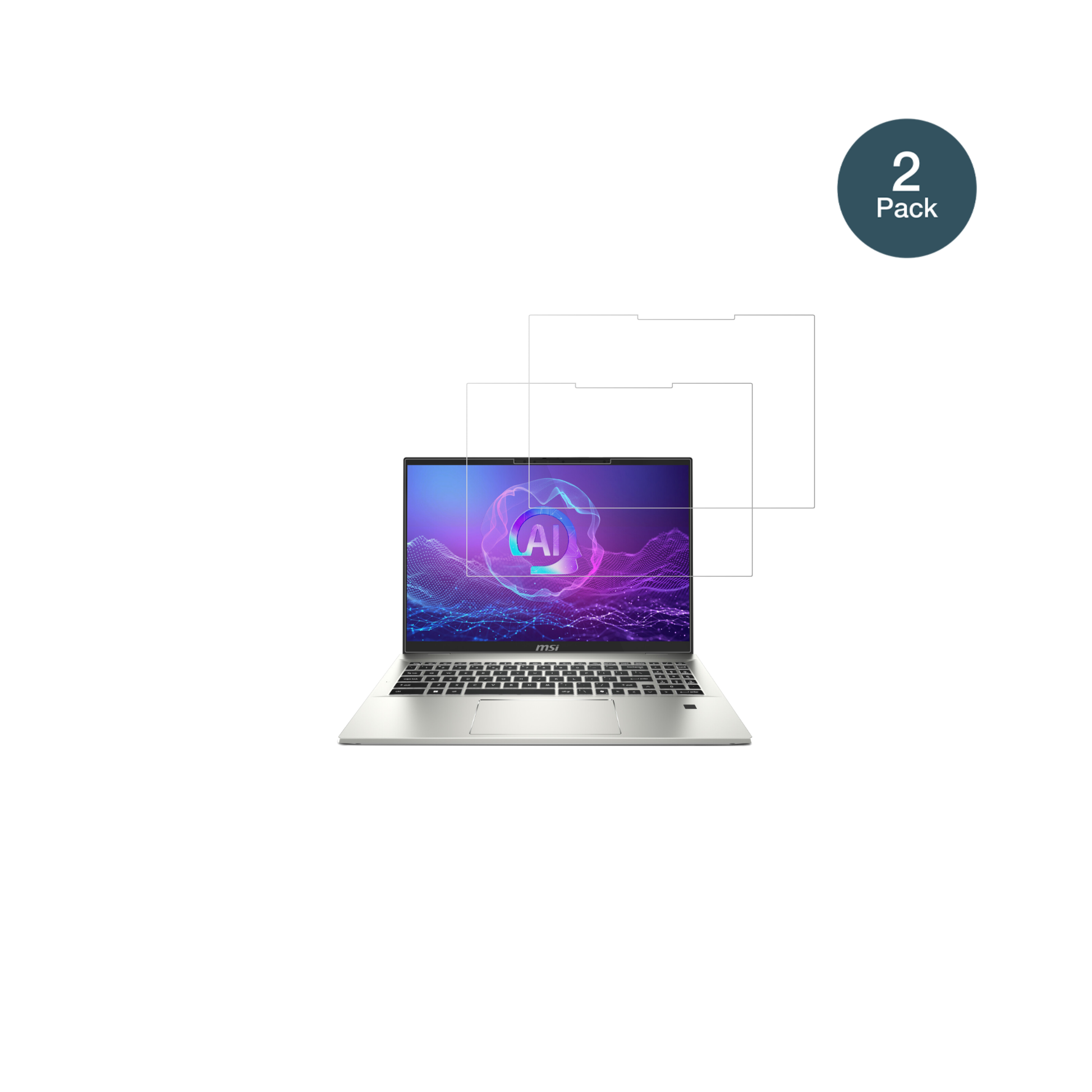 MSIPrestige A16 Ai Plus mit aufgebrachter dipos Flex Schutzfolie, glasklare Darstellung ohne Einschränkungen