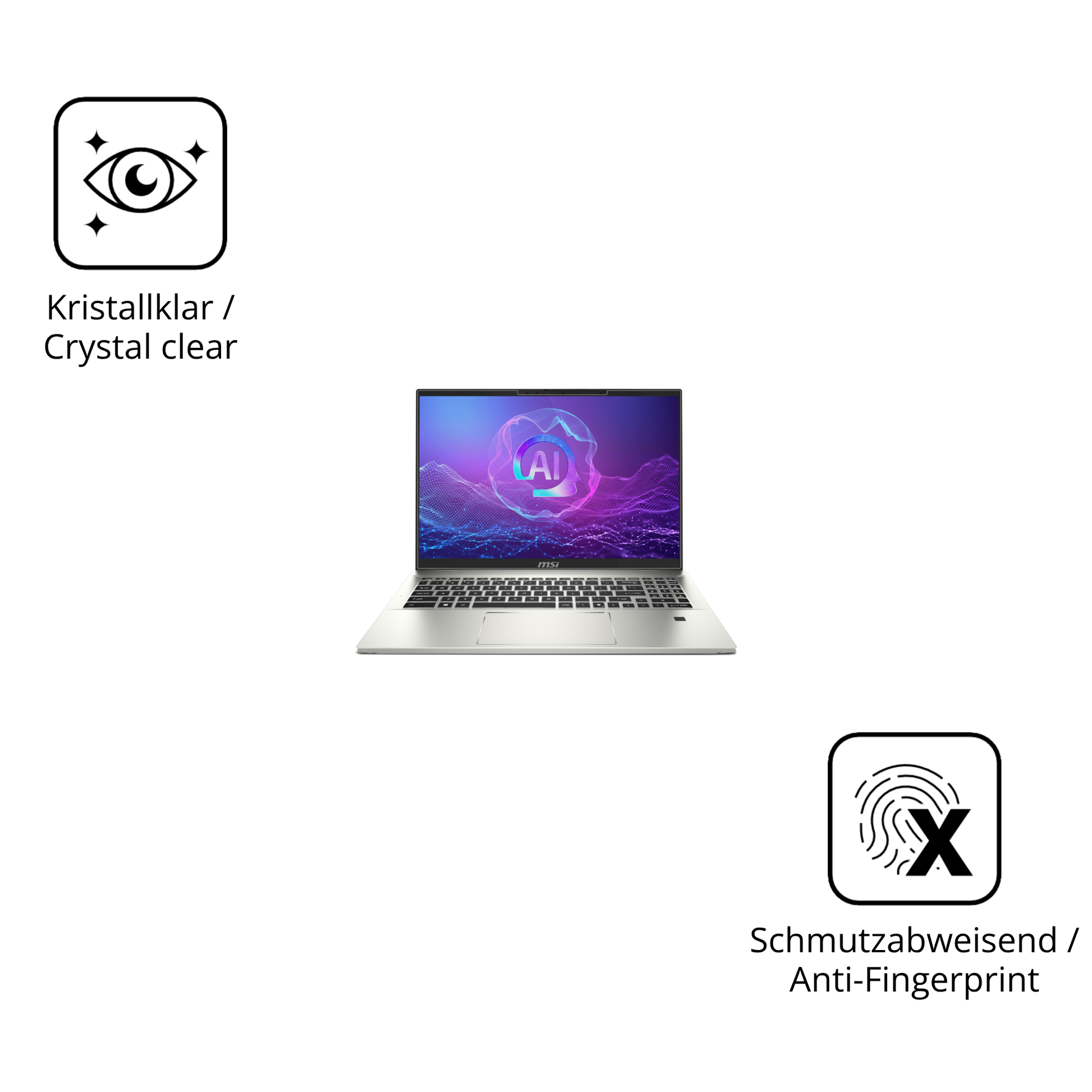 Flexible TPU-Folie passend zugeschnitten für MSI Prestige A16 Ai Plus, vollständige Abdeckung