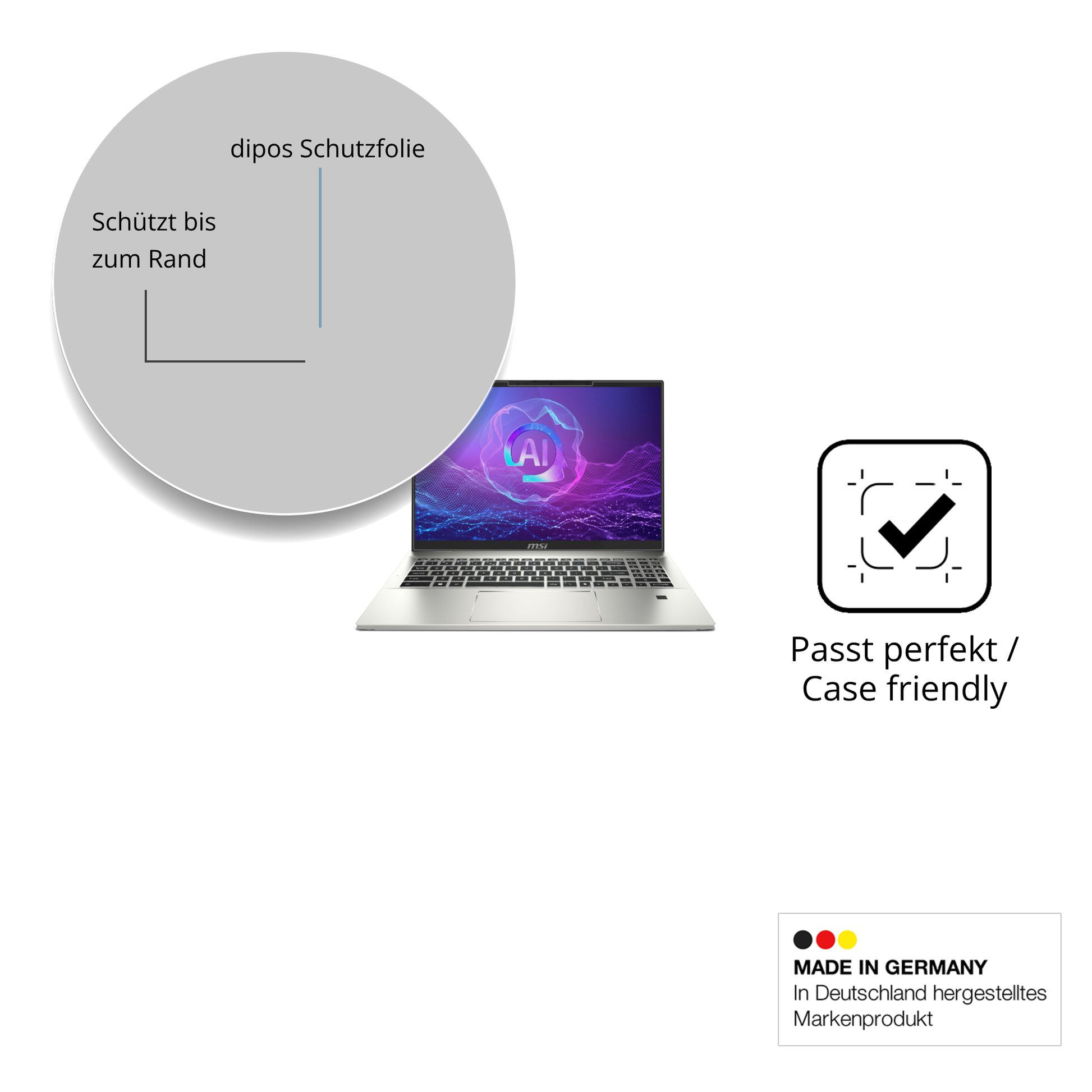 Besonders flexibler Displayschutz mit Anti-Shock-Schicht im Materialmix