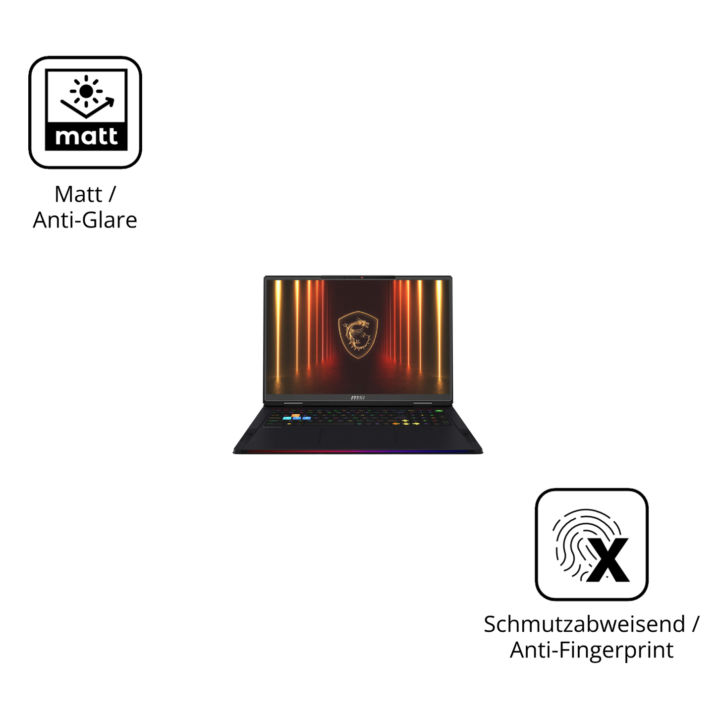 Dünne und entspiegelnde Folie passend zugeschnitten für MSI Vector A18 HX 2025