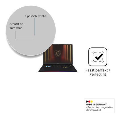 Schutz gegen Kratzer auf dem MSI Raider 18HX Ai 2025 Glas durch Schlüssel oder Ähnliches