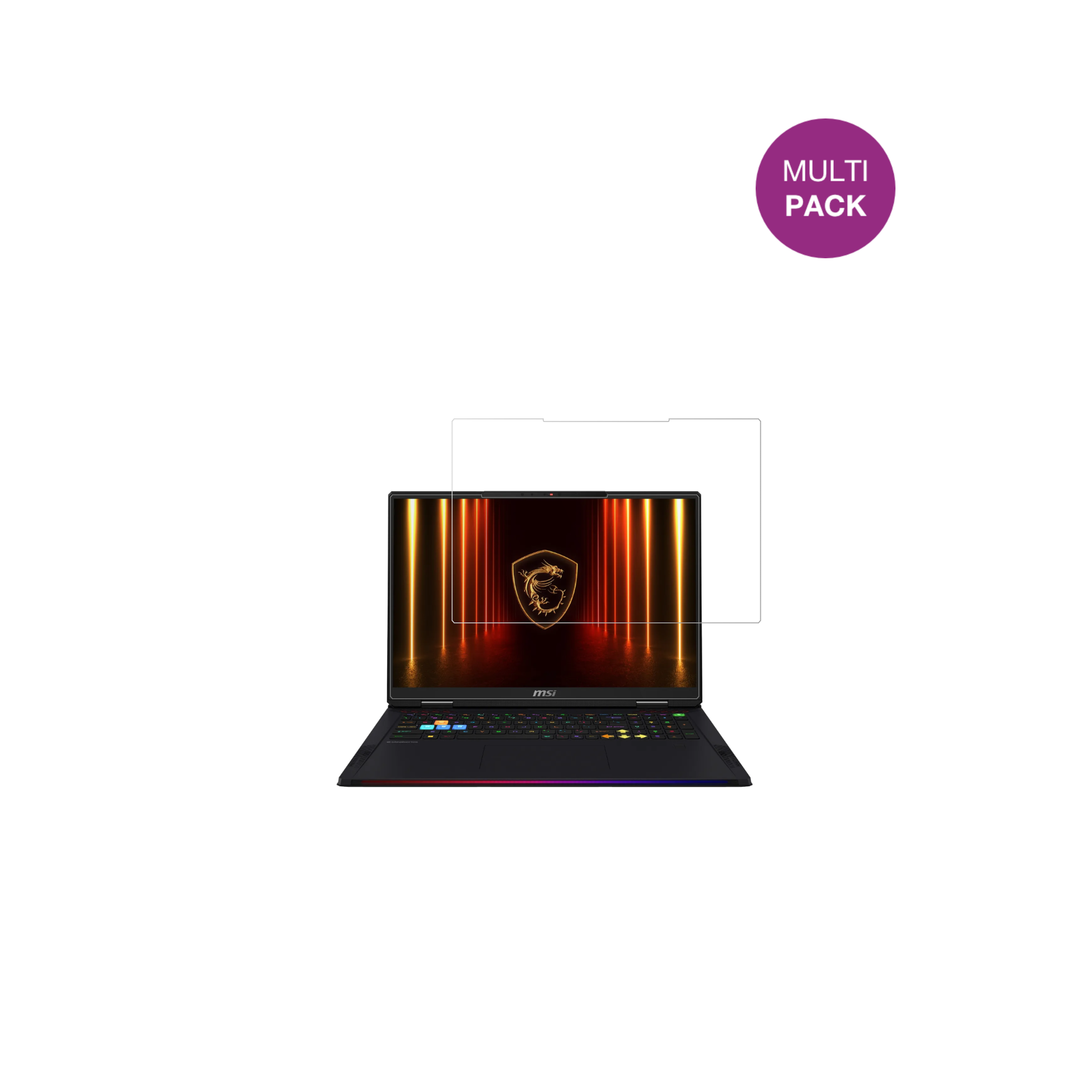 MSIVector A18 HX 2025 mit aufgebrachter dipos Displayschutzfolie, glasklare Darstellung ohne Einschränkungen