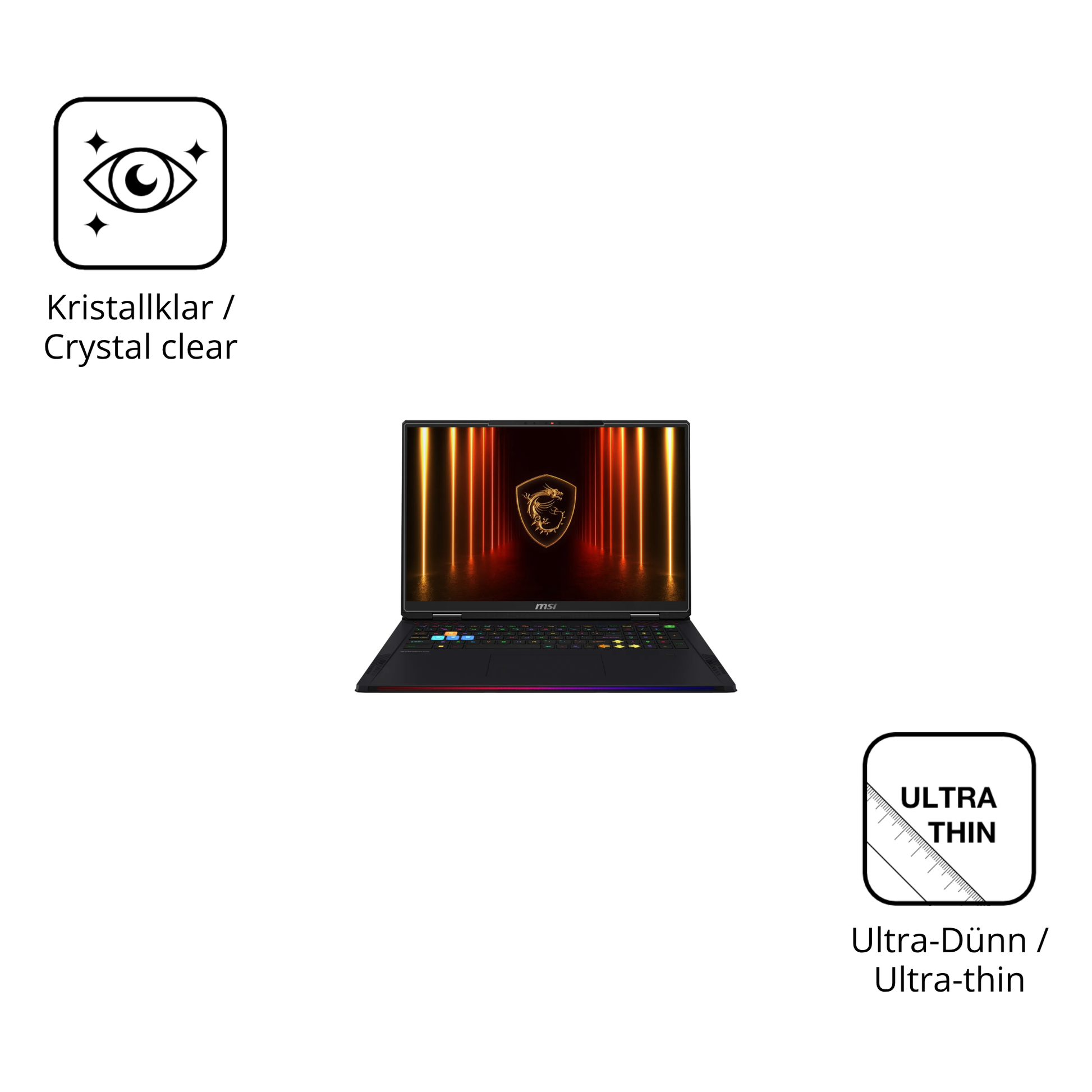 Dünne und klare Folie passend zugeschnitten für MSI Vector A18 HX 2025