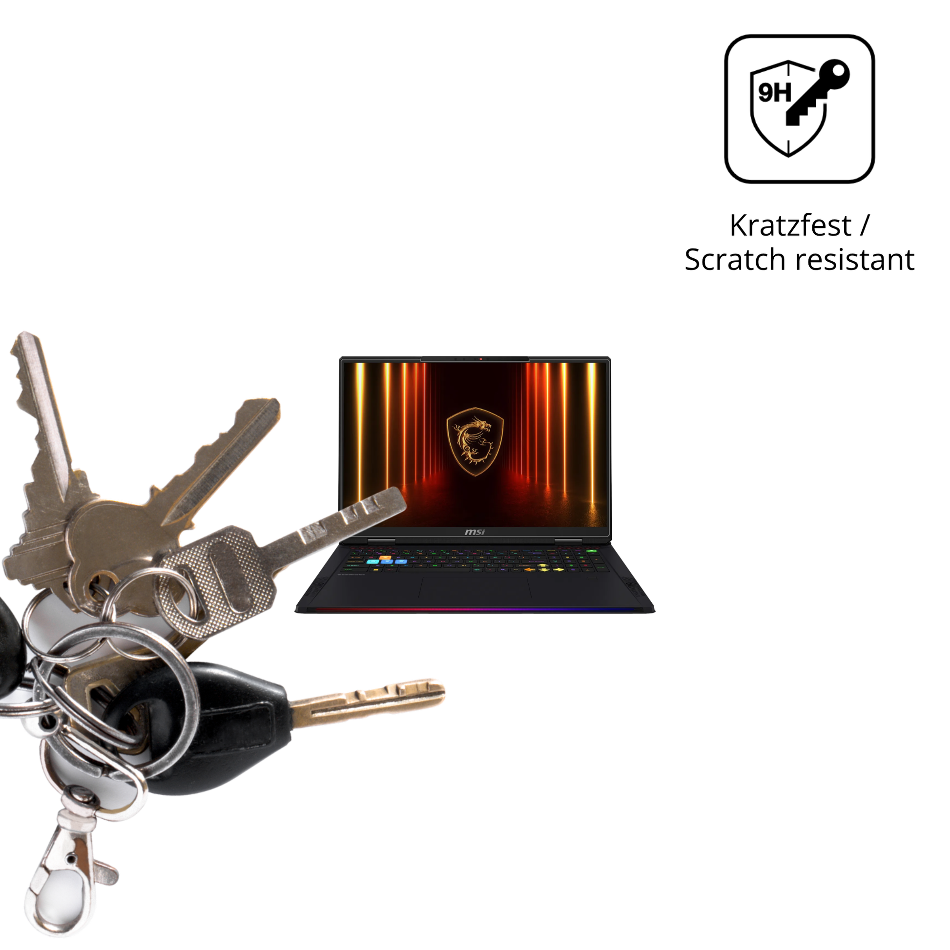 dipos Displayschutz für MSI Raider 18HX Ai 2025, transparente Oberfläche, perfekte Passform auch für die Rundungen