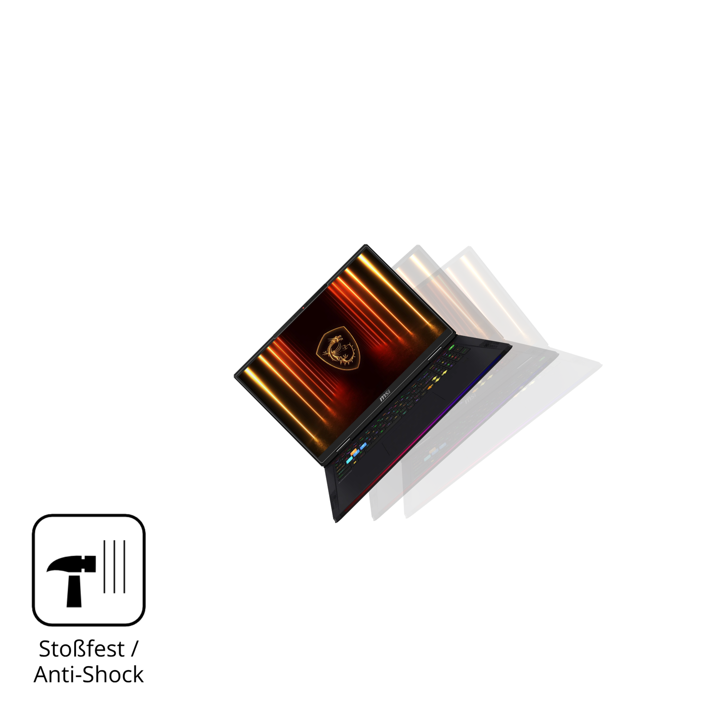 Schutz gegen Kratzer auf dem MSI Vector A18 HX 2025 Glas durch Schlüssel, Stöße gegen die Tischkante oder Stürze