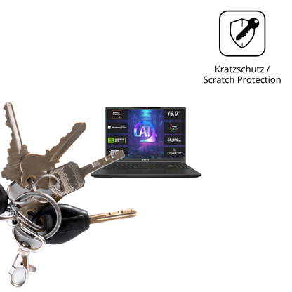 Schutz gegen Kratzer auf dem MSI Stealth A16 AI plus Glas durch Schlüssel oder Ähnliches