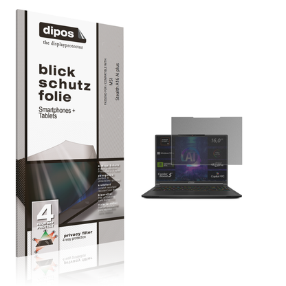 Blickschutzfolie von dipos passend für MSI Stealth A16 AI plus, präziser Zuschnitt und blasenfrei montiert