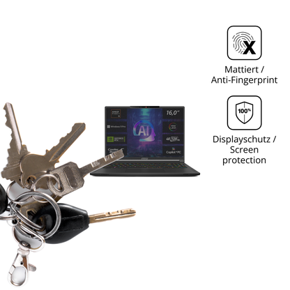 dipos Displayschutz für MSI Stealth A16 AI plus, mattierte Oberfläche, Blickschutzfilter und perfekter Passform