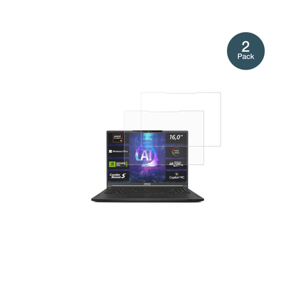 MSIStealth A16 AI plus mit aufgebrachter dipos Panzerfolie, die lästige Fingerabdrücke minimiert