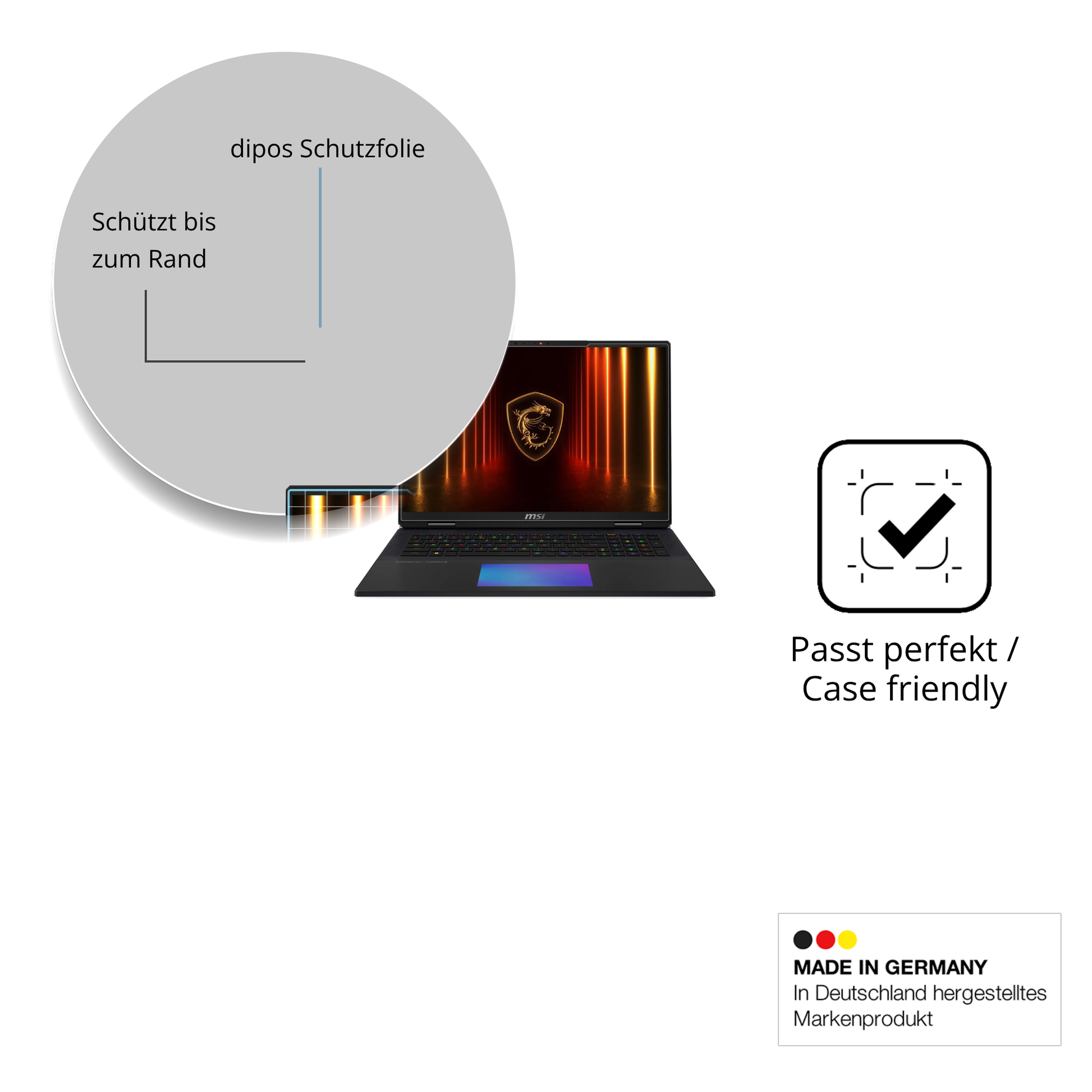 Besonders flexibler Displayschutz mit Anti-Shock-Schicht im Materialmix