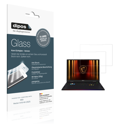 Klare Displayschutzfolie von dipos passend für MSI Vector A18 HX 2025, 9H kratzfest und blasenfrei montiert