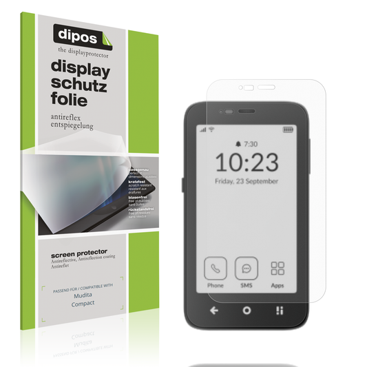 Matte Displayschutzfolie von dipos passend für muditacompact, präziser Zuschnitt und blasenfrei montiert