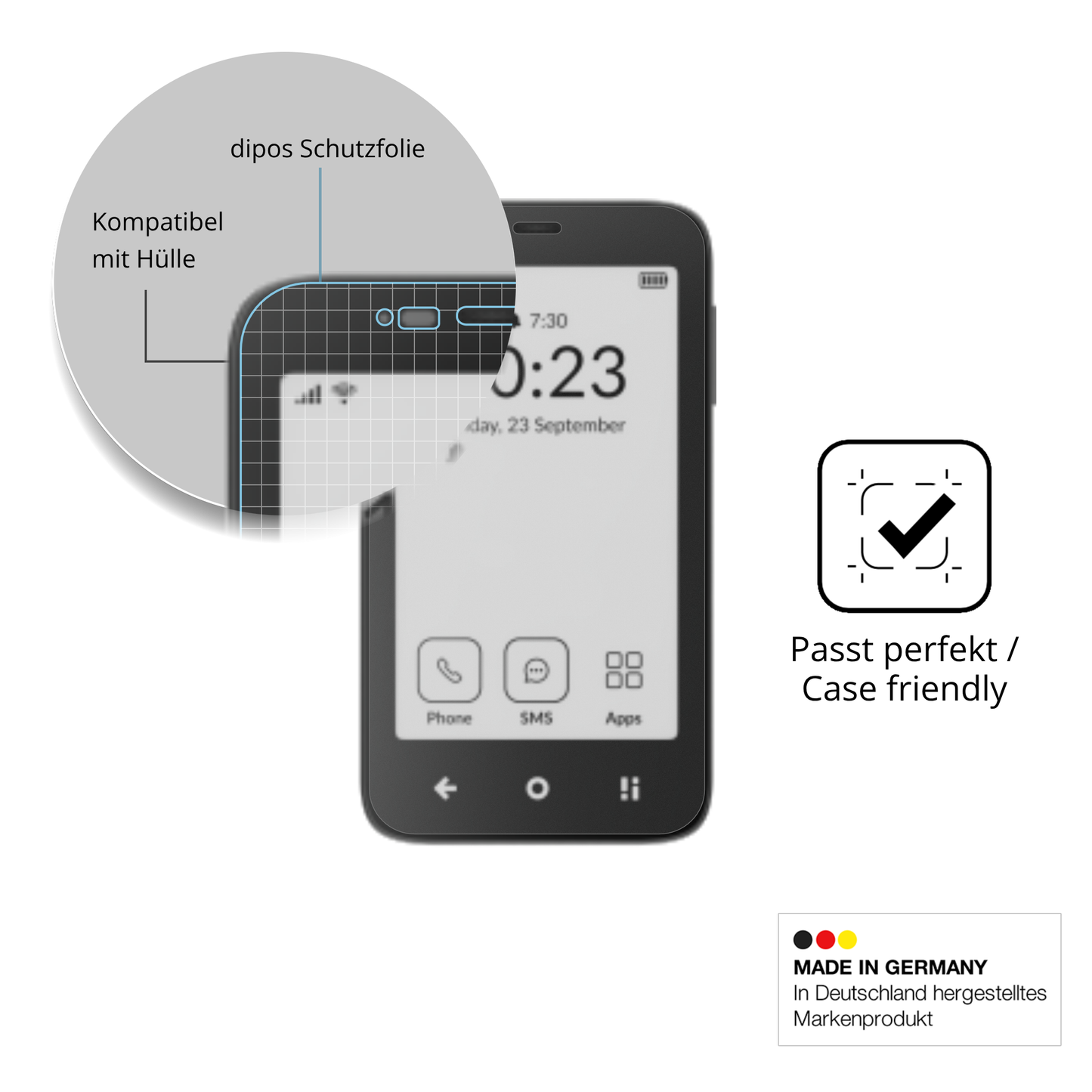 Schutzfolie mit optimaler Passform, zur Verwendung mit Hüllen geeignet