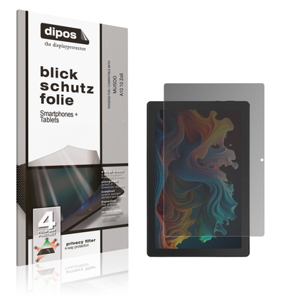 Blickschutzfolie von dipos passend für MUISOO A10 10 Zoll, präziser Zuschnitt und blasenfrei montiert