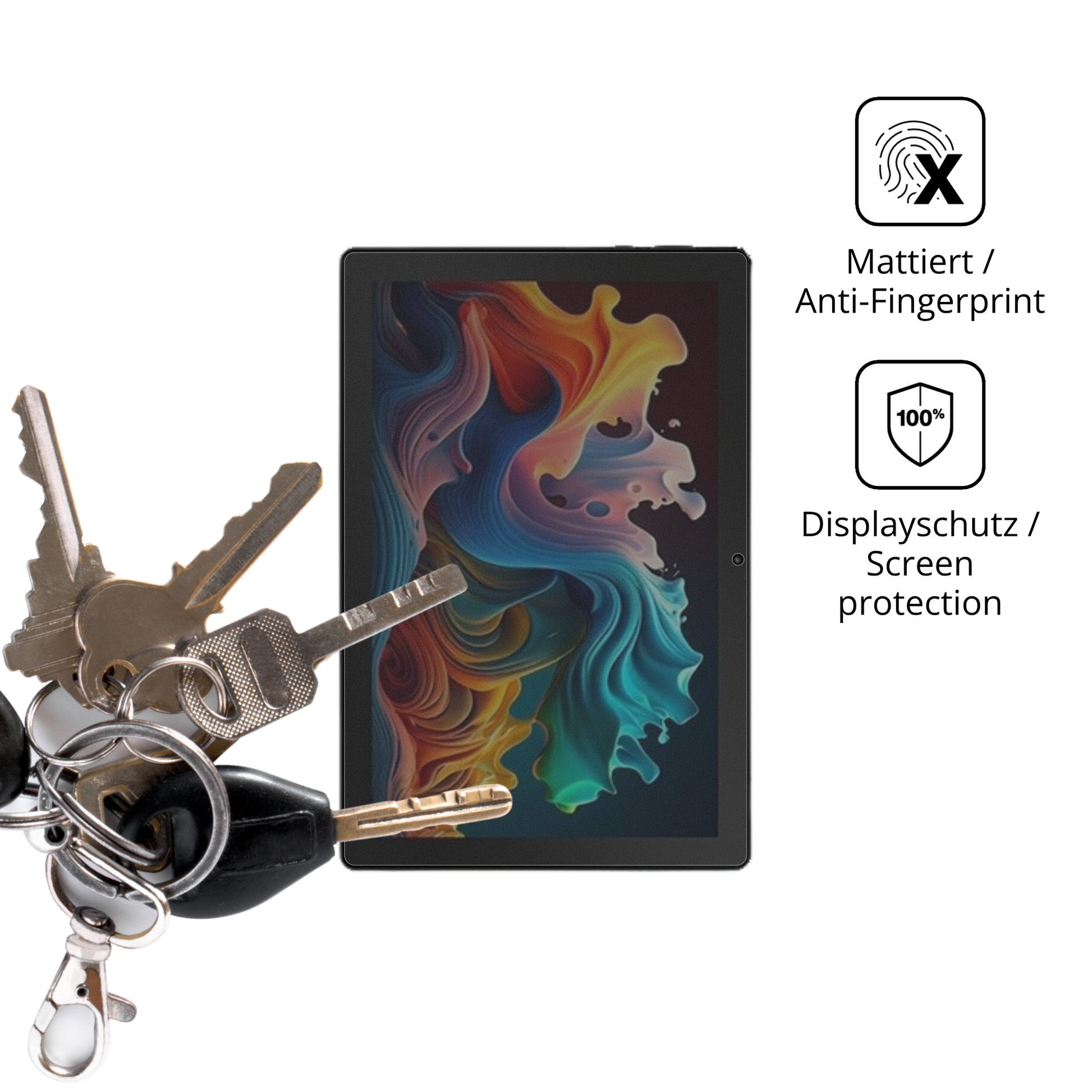 dipos Displayschutz für MUISOO A10 10 Zoll, mattierte Oberfläche, Blickschutzfilter und perfekter Passform