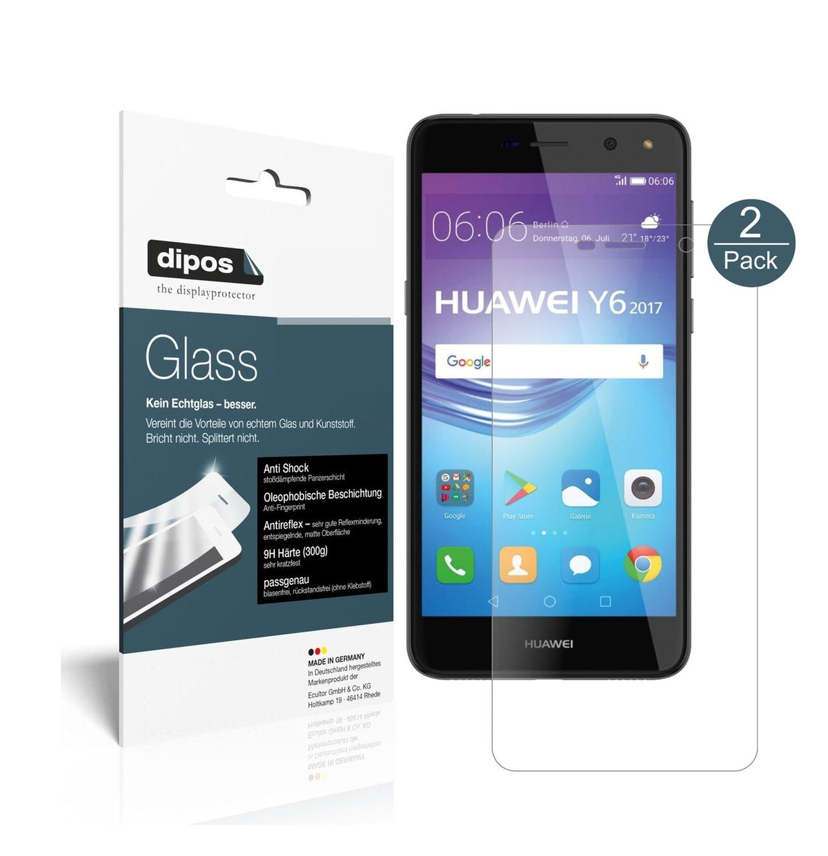 1x 9H Schutzfolie matt für Huawei Y6 (2017) Panzerfolie