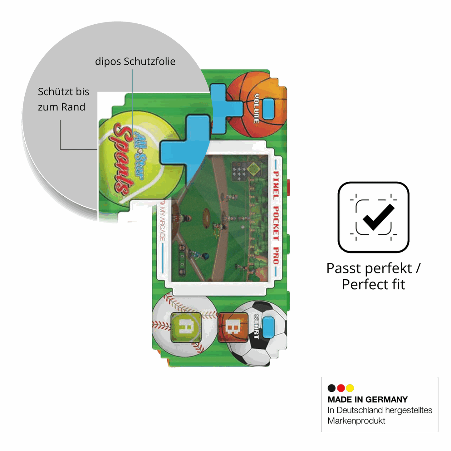 Blickschutzfolie für MyArcade Pixel Pocket Pro All Star Sports matt Schutzfolie Privacy