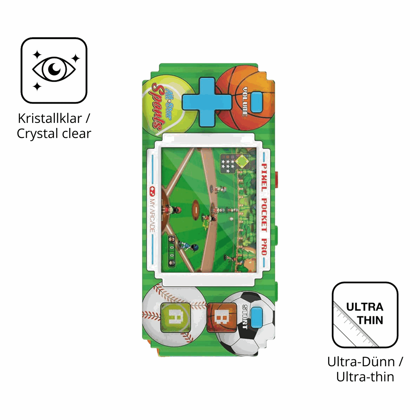 2x Schutzfolie klar für MyArcade Pixel Pocket Pro All Star Sports Display-Schutzfolie