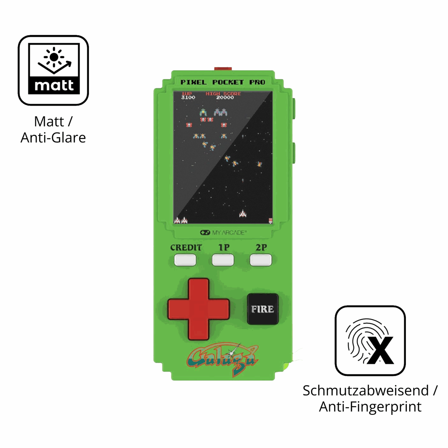 2x Schutzfolie matt für MyArcade Pixel Pocket Pro Galaga Display-Schutzfolie