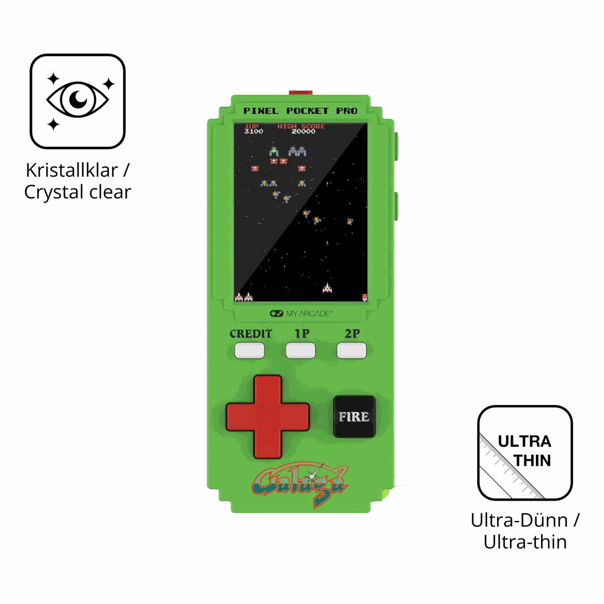 2x Schutzfolie klar für MyArcade Pixel Pocket Pro Galaga Display-Schutzfolie