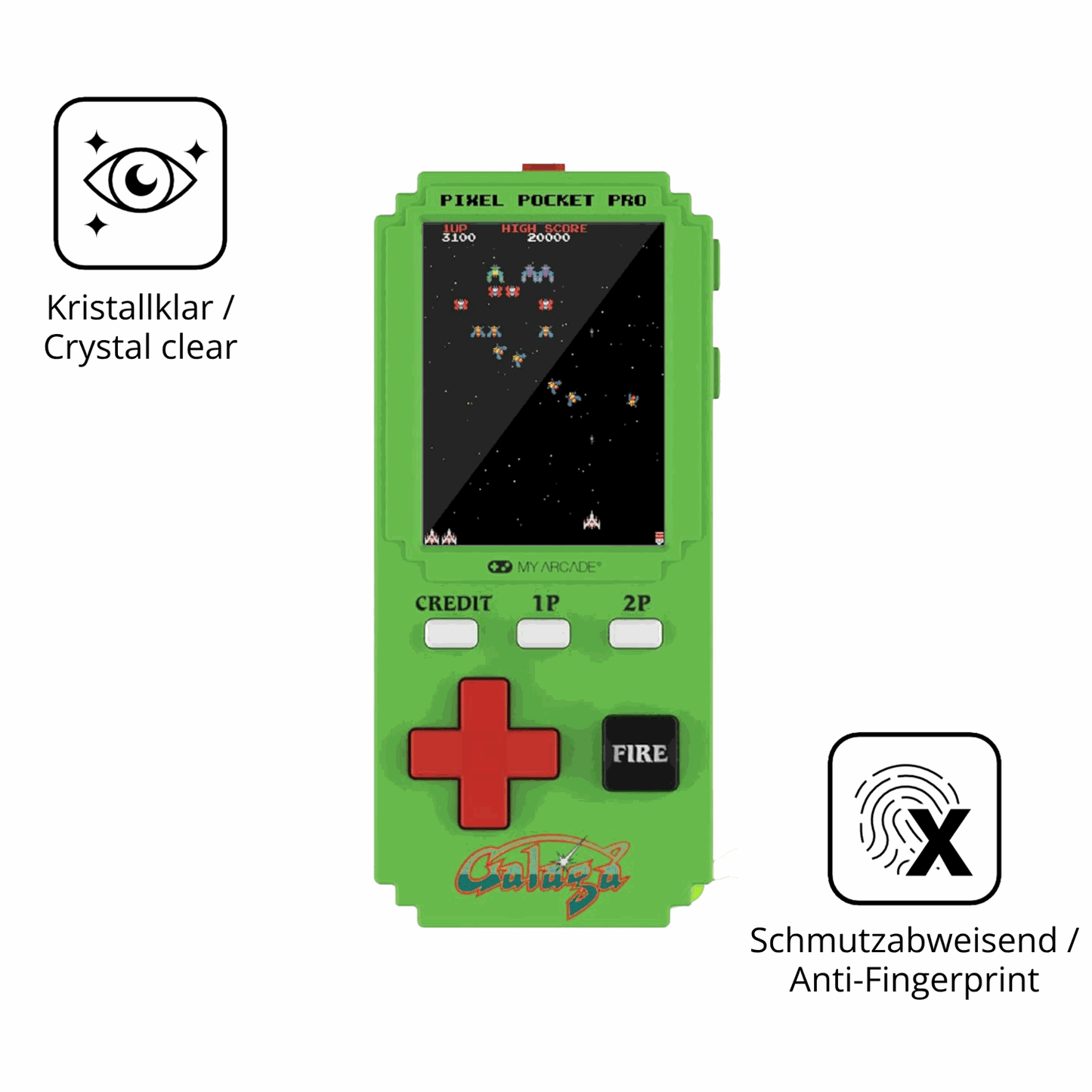 2x 9H Schutzfolie für MyArcade Pixel Pocket Pro Galaga Panzerfolie